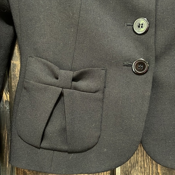 Moda International Blazer 6 Black Bowtie Pockets Vintage Y2K 90s Office Coquette - Picture 3 of 10